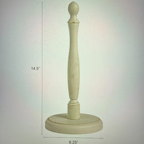Antique White Wooden Paper Towel Holder Rustic Farmhouse Cottagecore Decor - Picture 2 of 8